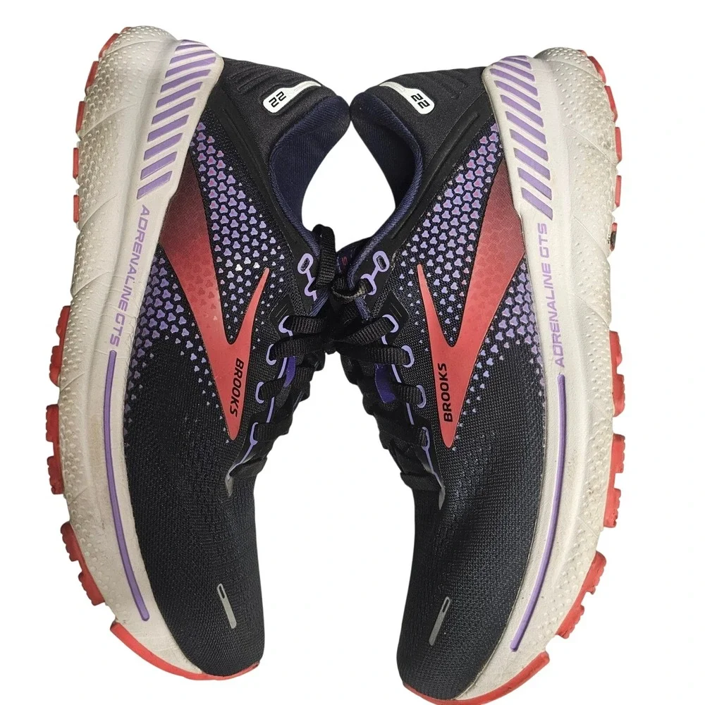 Brooks Adrenaline‎ GTS 22 Women's Running Shoes Black Purple Red Sz 10